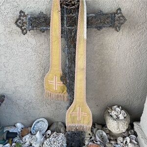 Antique French religious gold fringed priests stole〰️